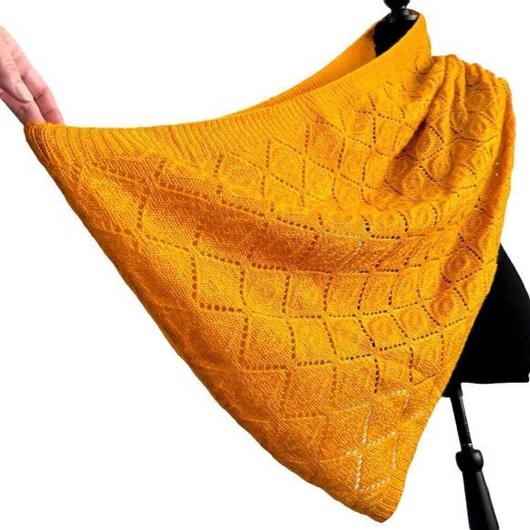 Yellow Infinity Scarf Lace Knit Soft Oversized ~27” x 80” Marigold School Bus - Picture 2 of 4